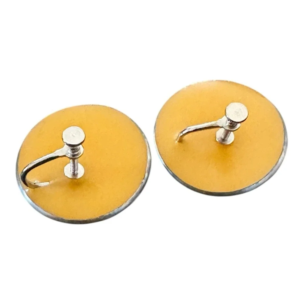 Vintage Mid Century‎ Iridescent Holographic Disk Earrings Screw Back